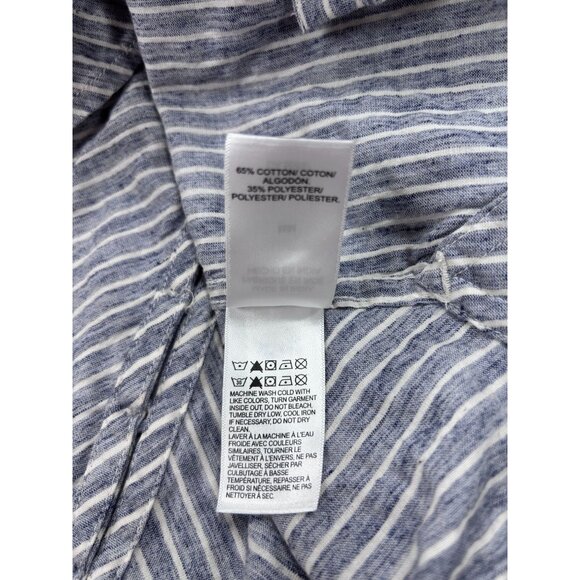 Lucky Brand Blue/White Striped Button-Down Shirt Womens M Cotton Blend Casual - Picture 6 of 11